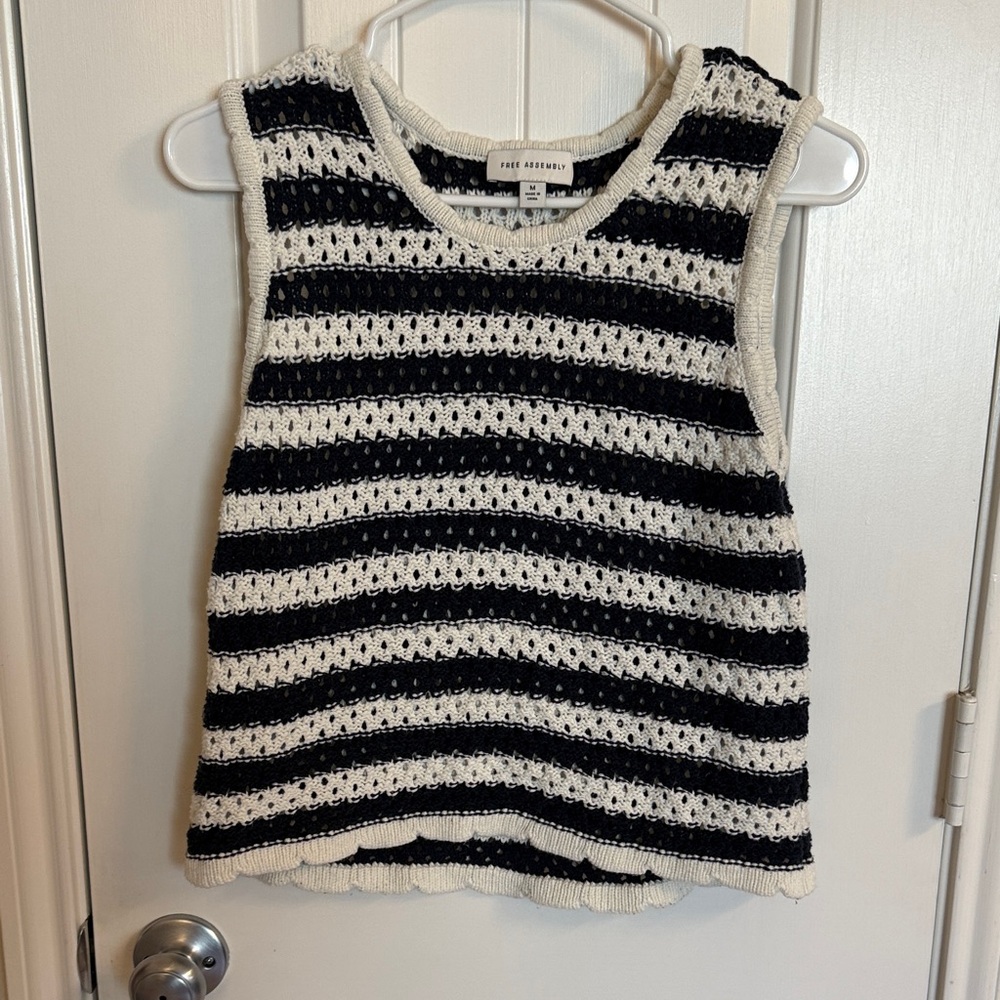 Cozy Navy Striped Knit Tank Top